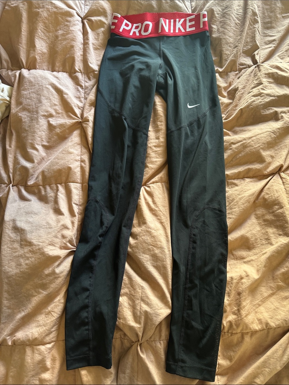Nike women’s Black Leggings with Red Pro Waistband